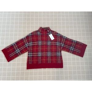 Something Navy Red Plaid Turtleneck Sweater; NWT
